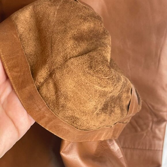 Vintage Brown Leather High-Waisted Pleated Straight-Leg Pants Womens Size 10 - Picture 8 of 14